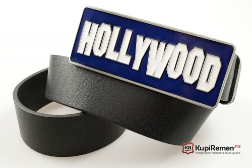 Кожаный ремень с пряжкой "HOLLYWOOD" (Голливуд) - kupiremen.ru