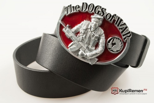 Кожаный ремень с пряжкой "THE DOGS OF WAR" (Псы войны) 3D - kupiremen.ru