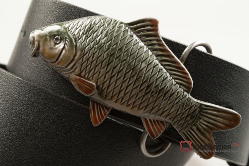 Кожаный ремень с пряжкой "CARP" (Карп) 3D - kupiremen.ru