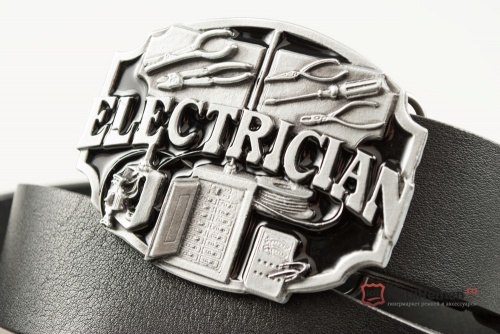 Кожаный ремень с пряжкой "ELECTRICIAN" 3D - kupiremen.ru