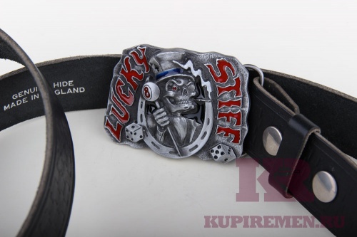 Кожаный ремень с пряжкой "Lucky stiff" - kupiremen.ru