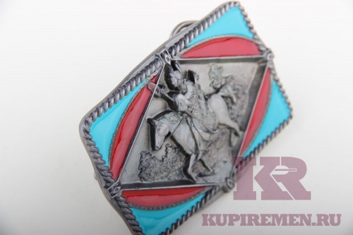 Кожаный ремень с пряжкой "Индеец на коне" - kupiremen.ru