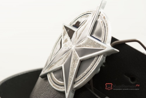 Кожаный ремень с пряжкой "NAUTICAL STAR BLACK - SILVER" (Навигационная звезда) - kupiremen.ru