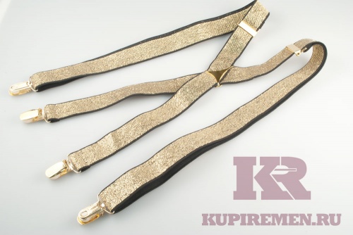 Узкие подтяжки с четырьмя клипсами золотого цвета - kupiremen.ru