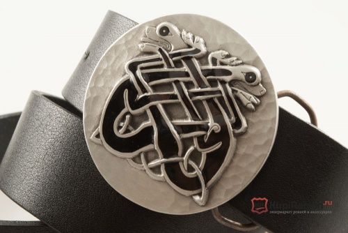 Кожаный ремень с пряжкой "CELTIC TWIN DOGS" - kupiremen.ru