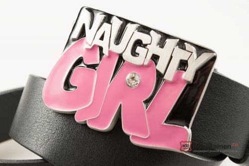 Кожаный ремень с пряжкой "NAUGHTY GIRL" (Плохая девчонка) - kupiremen.ru