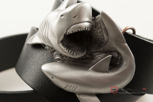 Кожаный ремень с пряжкой "SHARK" (Акулы) 3D - kupiremen.ru