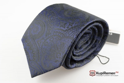Синий мужской галстук с нагрудным платком в коробке - kupiremen.ru