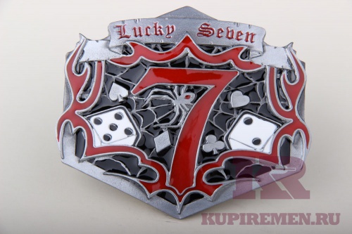 Кожаный ремень с пряжкой "LUCKY 7" (Удачная 7-ка) - kupiremen.ru