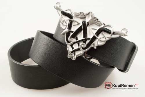 Кожаный ремень с пряжкой "Кельтский орнамент W black" - kupiremen.ru