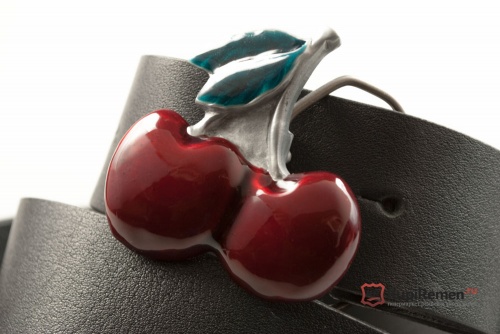 Кожаный ремень с пряжкой "CHERRIES" (Вишенки) 3D - kupiremen.ru
