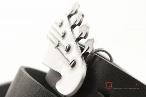 Кожаный ремень с пряжкой "BASE GUITAR HEAD" (Голова бас-гитары) 3D - kupiremen.ru