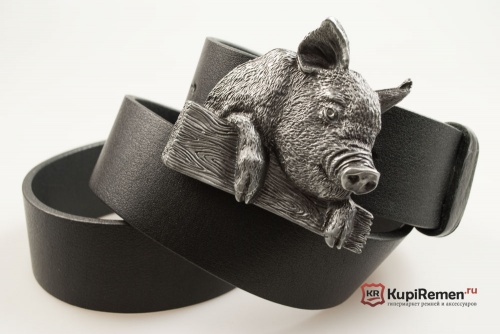 Кожаный ремень с пряжкой "PIG" (Поросёнок) 3D - kupiremen.ru