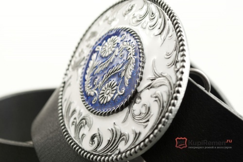Кожаный ремень с пряжкой "OVAL SCROLLS" (Овальные завитки) - kupiremen.ru