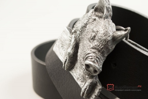 Кожаный ремень с пряжкой "PIG" (Поросёнок) 3D - kupiremen.ru