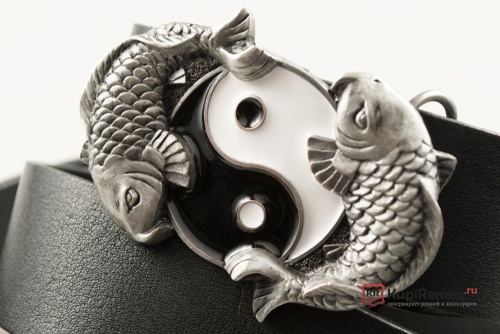 Ремень с пряжкой "YING YANG FISH" (Рыбы Инь-Янь) 3D - kupiremen.ru