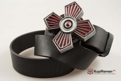 Кожаный ремень с пряжкой "Масонский крест" - kupiremen.ru