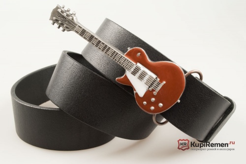 Кожаный ремень с пряжкой "GUITAR - BROWN" - kupiremen.ru