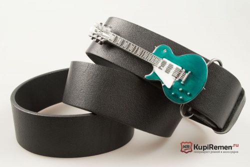 Кожаный ремень с пряжкой "GUITAR - GREEN" (Зелёная гитара) - kupiremen.ru