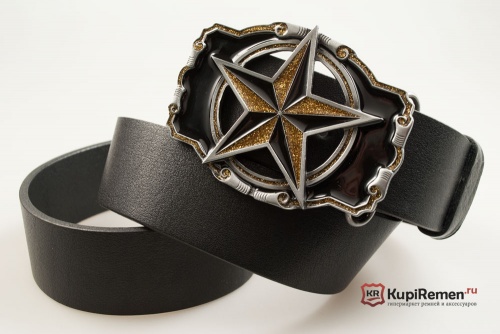 Кожаный ремень с пряжкой "NAUTICAL STAR" (северная звезда) - kupiremen.ru
