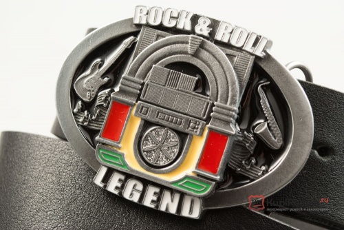 Кожаный ремень с пряжкой "ROCK N ROLL LEGEND" (Легенда рок-н-ролла) 3D - kupiremen.ru