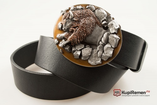 Кожаный ремень с пряжкой "BUFFALO" (Бизон) 3D - kupiremen.ru
