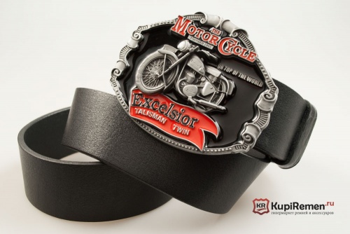 Кожаный ремень с пряжкой "EXCELSIOR MOTO" 3D - kupiremen.ru