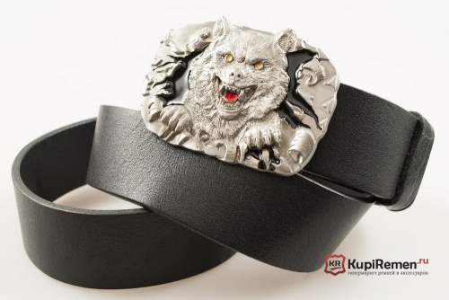 Кожаный ремень с пряжкой "MAD WOLF" (Оборотень) 3D - kupiremen.ru