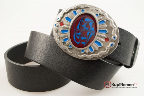 Кожаный ремень с пряжкой "Орнамент"  - kupiremen.ru