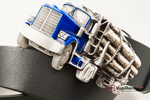 Кожаный ремень с пряжкой "Лесовоз" 3D - kupiremen.ru