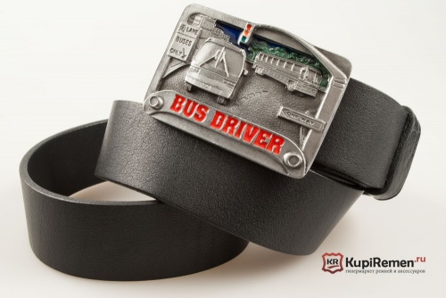 Кожаный ремень с пряжкой "BUS DRIVER" (Водитель автобуса) - kupiremen.ru