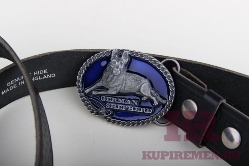 Кожаный ремень с пряжкой "GERMAN SHEPHERD" (немецкая овчарка) - kupiremen.ru