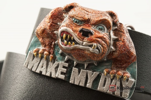 Кожаный ремень с пряжкой "MAKE MY DAY" (Сделай мой день) 3D - kupiremen.ru