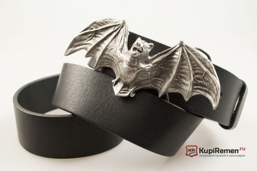 Кожаный ремень с пряжкой "BAT" (Летучая мышь) 3D - kupiremen.ru
