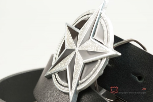 Кожаный ремень с пряжкой "NAUTICAL STAR BLACK - SILVER" (Навигационная звезда) - kupiremen.ru