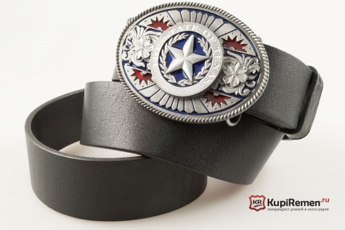 Кожаный ремень с пряжкой "The state of Texas"  - kupiremen.ru