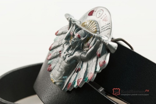 Кожаный ремень с пряжкой "INDIAN CHIEF" (Вождь индейцев) 3D - kupiremen.ru