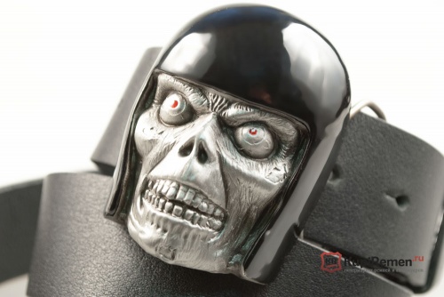 Кожаный ремень с пряжкой "SKULL IN A HELMET" (Череп в шлеме) 3D - kupiremen.ru