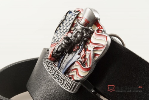 Кожаный ремень с пряжкой "UNCLE SAM" (Дядя Сэм) 3D - kupiremen.ru