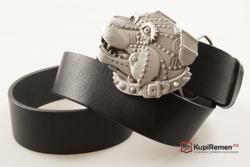 Кожаный ремень с пряжкой "CYBORG DOG" (Собака киборг) - kupiremen.ru