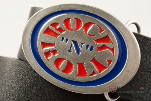 Кожаный ремень с пряжкой "ROCK N ROLL" (Рок-н-ролл) - kupiremen.ru