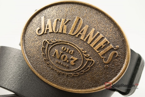 Кожаный ремень с пряжкой "JACK DANIEL'S GOLD OVAL" - kupiremen.ru