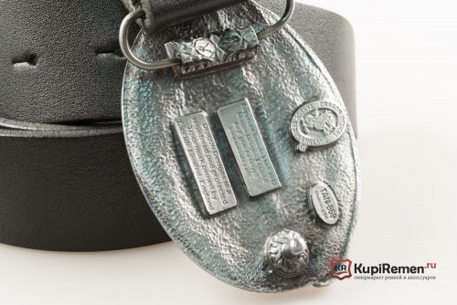 Кожаный ремень с пряжкой "ROCK&ROLL BLUE CAR"  - kupiremen.ru