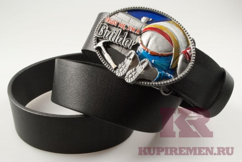 Кожаный ремень с пряжкой "BUILDER" (Строитель) 3D - kupiremen.ru