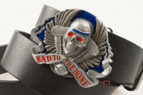 Кожаный ремень с пряжкой "Bad to the bone" (Плохой до мозга костей) 3D - kupiremen.ru