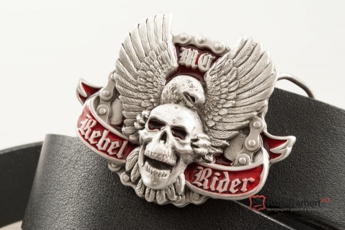 Кожаный ремень с пряжкой "REBEL RIDER" (Мятежный всадник) - kupiremen.ru
