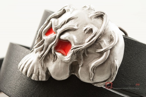 Кожаный ремень с пряжкой "SKULL" (Череп) 3D - kupiremen.ru