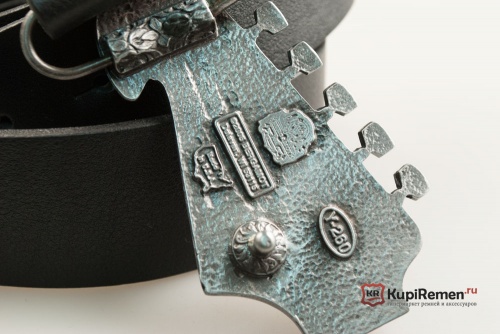 Кожаный ремень с пряжкой "LEAD GUITAR HEAD" (Голова соло-гитары) 3D - kupiremen.ru
