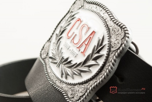 Кожаный ремень с пряжкой "C.S.A." (Гражданская война США) - kupiremen.ru