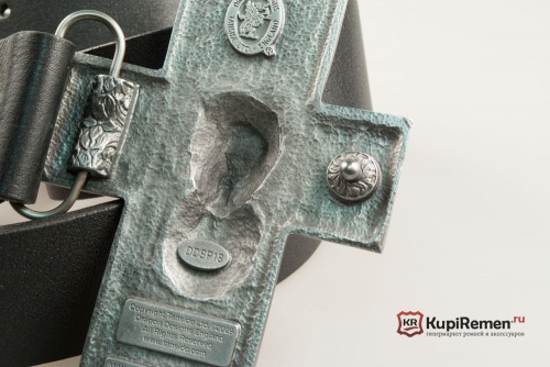 Кожаный ремень с пряжкой "Крест с Иисусом" - kupiremen.ru